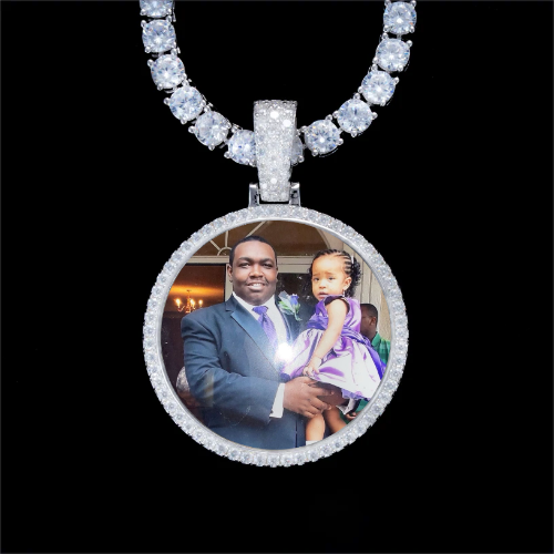 925S & VVS Moissanite 3D Circle Custom Picture Pendant