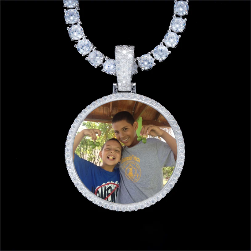 925S & VVS Moissanite 3D Circle Custom Picture Pendant