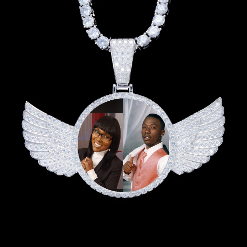 925S & VVS Moissanite 3D Wing Custom Picture Pendant