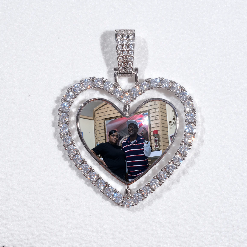 3D Spinning 2-Faced Heart Custom Picture Pendant