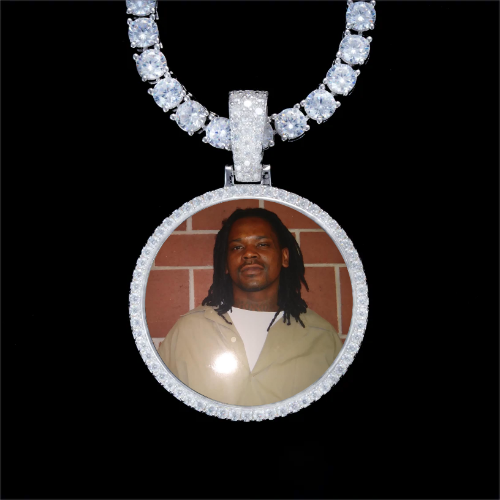 925S & VVS Moissanite 3D Circle Custom Picture Pendant