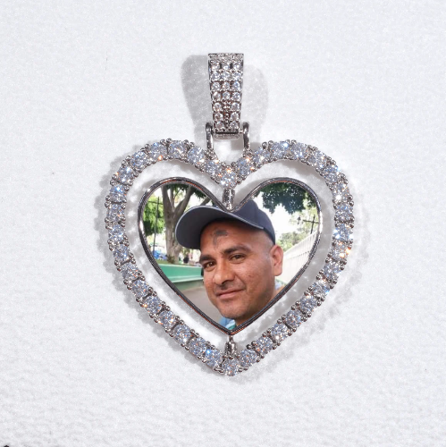 3D Spinning 2-Faced Heart Custom Picture Pendant