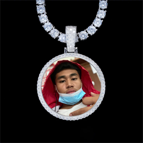 925S & VVS Moissanite 3D Circle Custom Picture Pendant