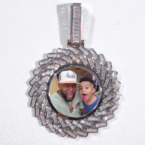 Large 3D Baguette Custom Picture Pendant