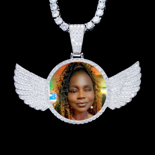 925S & VVS Moissanite 3D Wing Custom Picture Pendant