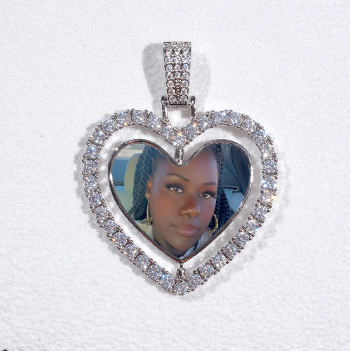 3D Spinning 2-Faced Heart Custom Picture Pendant