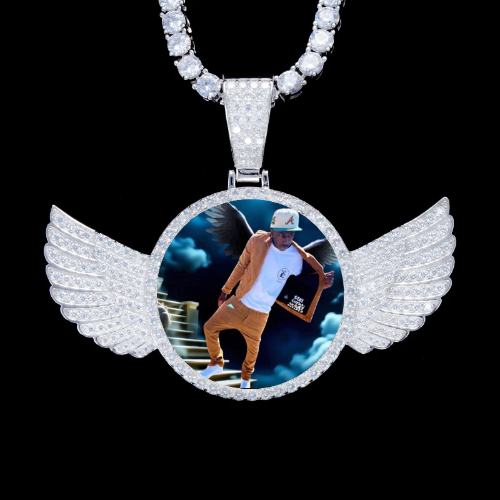 925S & VVS Moissanite 3D Wing Custom Picture Pendant
