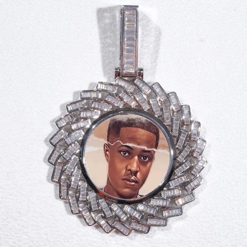 Large 3D Baguette Custom Picture Pendant