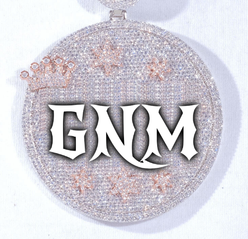 CUSTOM LETTER NECKLACE 3D BIG CROWN DISC