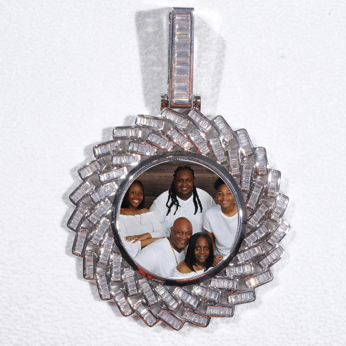 Large 3D Baguette Custom Picture Pendant