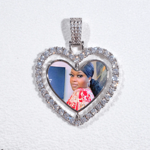 3D Spinning 2-Faced Heart Custom Picture Pendant