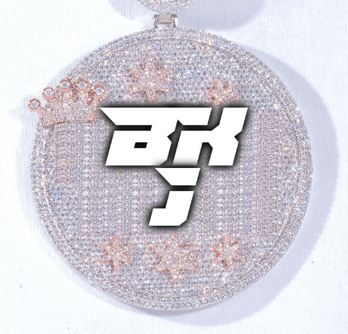 CUSTOM LETTER NECKLACE 3D BIG CROWN DISC