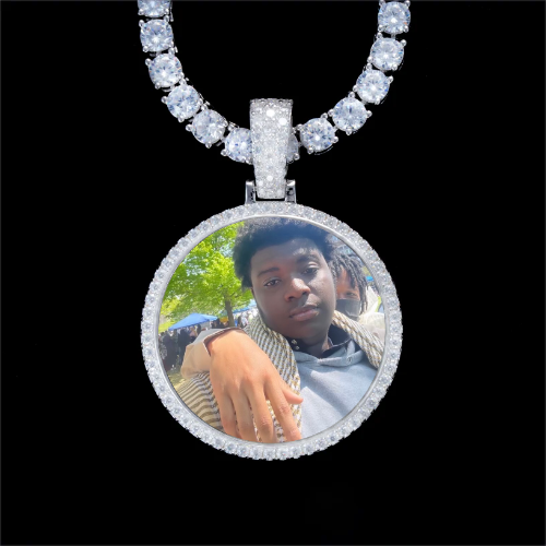 925S & VVS Moissanite 3D Circle Custom Picture Pendant