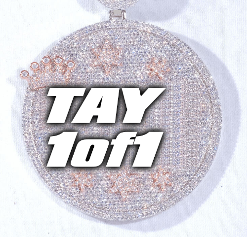 CUSTOM LETTER NECKLACE 3D BIG CROWN DISC