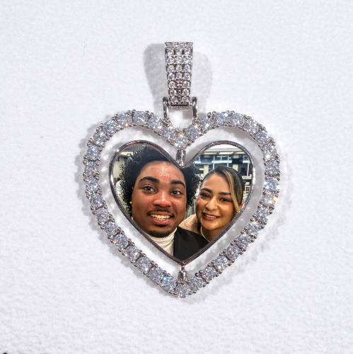 3D Spinning 2-Faced Heart Custom Picture Pendant