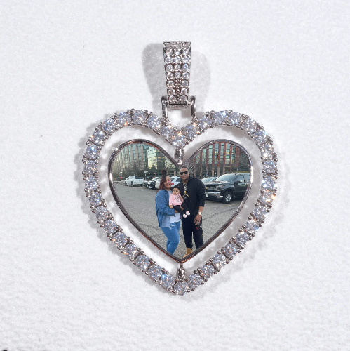 3D Spinning 2-Faced Heart Custom Picture Pendant