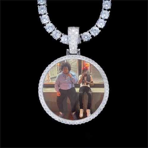 925S & VVS Moissanite 3D Circle Custom Picture Pendant