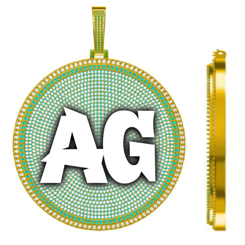 CUSTOM LETTER NECKLACE 3D BIG DISC