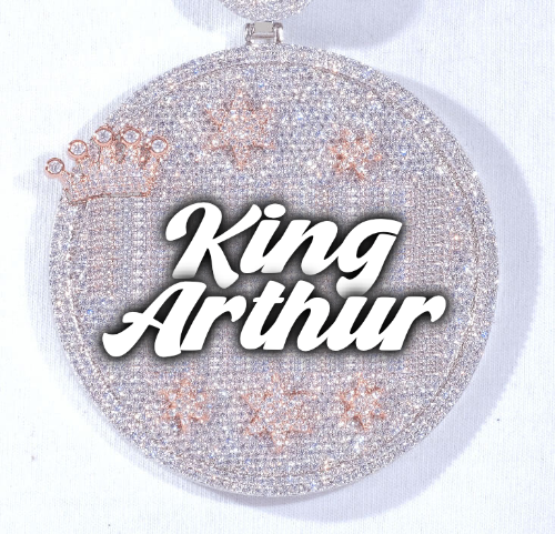 CUSTOM LETTER NECKLACE 3D BIG CROWN DISC