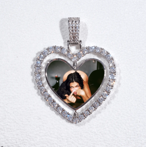 3D Spinning 2-Faced Heart Custom Picture Pendant