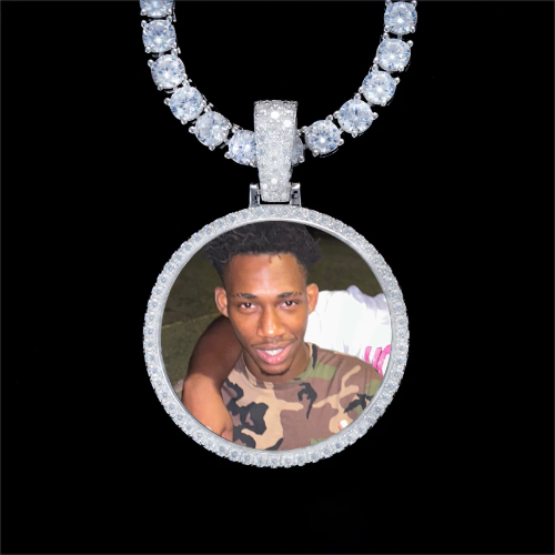 925S & VVS Moissanite 3D Circle Custom Picture Pendant