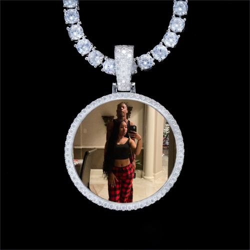 925S & VVS Moissanite 3D Circle Custom Picture Pendant