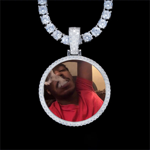 925S & VVS Moissanite 3D Circle Custom Picture Pendant