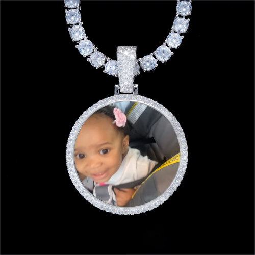 925S & VVS Moissanite 3D Circle Custom Picture Pendant