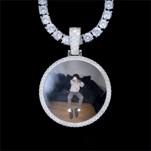 925S & VVS Moissanite 3D Circle Custom Picture Pendant
