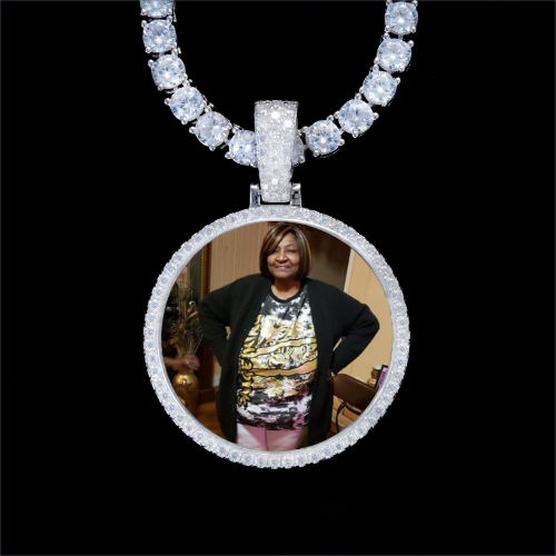 925S & VVS Moissanite 3D Circle Custom Picture Pendant