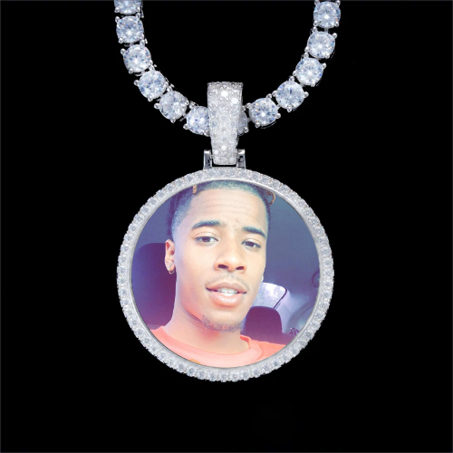 925S & VVS Moissanite 3D Circle Custom Picture Pendant