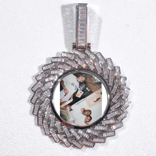 Large 3D Baguette Custom Picture Pendant