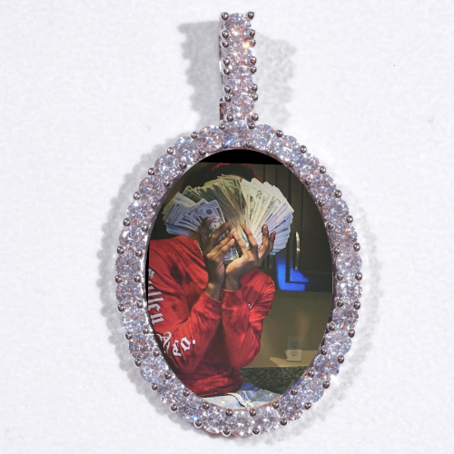Large 3D Oval Custom Picture Pendant