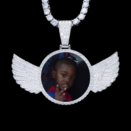 925S & VVS Moissanite 3D Wing Custom Picture Pendant