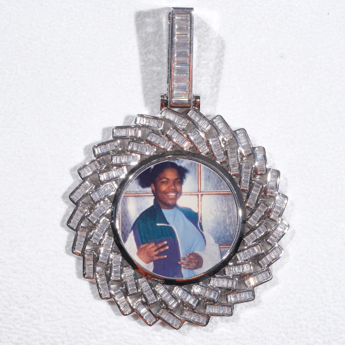 Large 3D Baguette Custom Picture Pendant