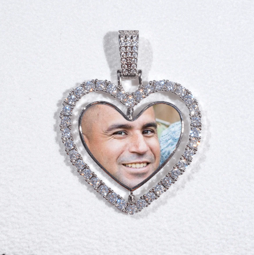 3D Spinning 2-Faced Heart Custom Picture Pendant