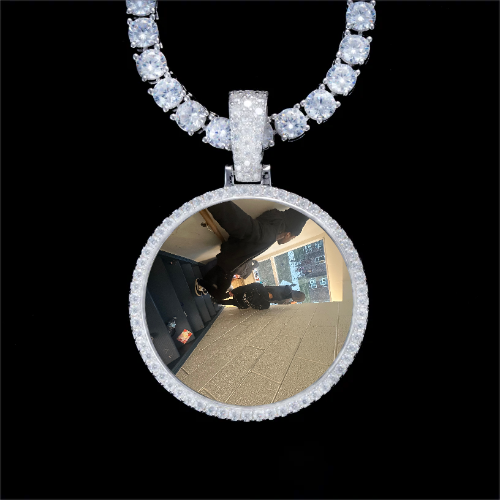 925S & VVS Moissanite 3D Circle Custom Picture Pendant