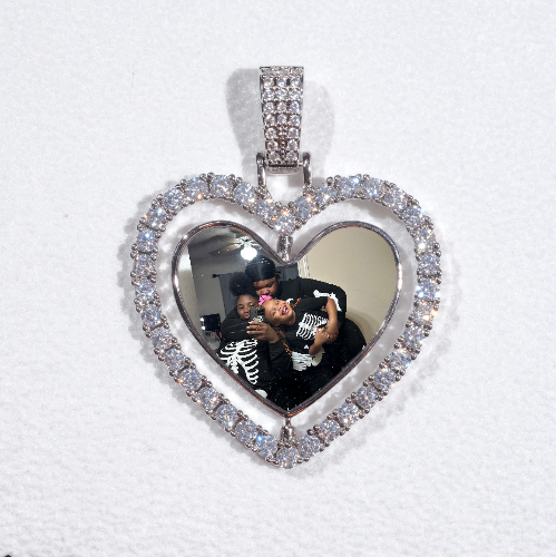 3D Spinning 2-Faced Heart Custom Picture Pendant