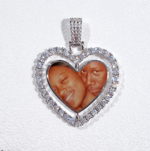 3D Spinning 2-Faced Heart Custom Picture Pendant