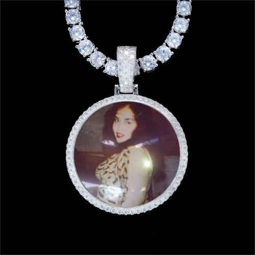 925S & VVS Moissanite 3D Circle Custom Picture Pendant