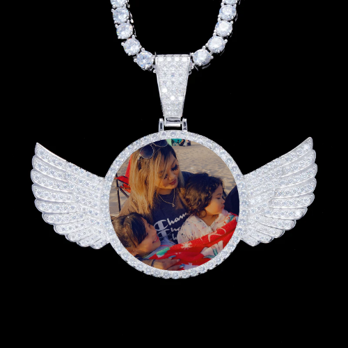 925S & VVS Moissanite 3D Wing Custom Picture Pendant