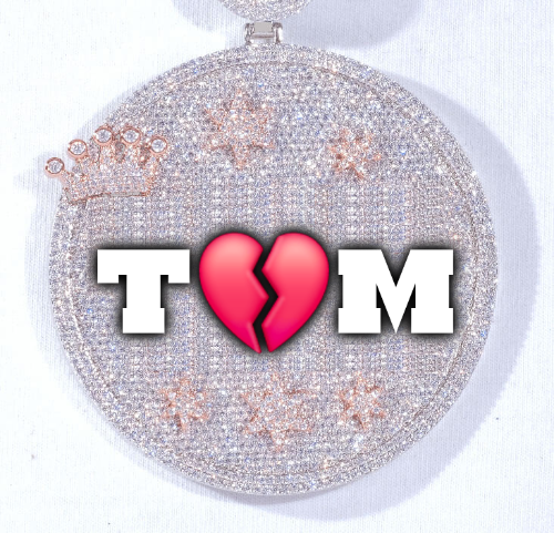 CUSTOM LETTER NECKLACE 3D BIG CROWN DISC