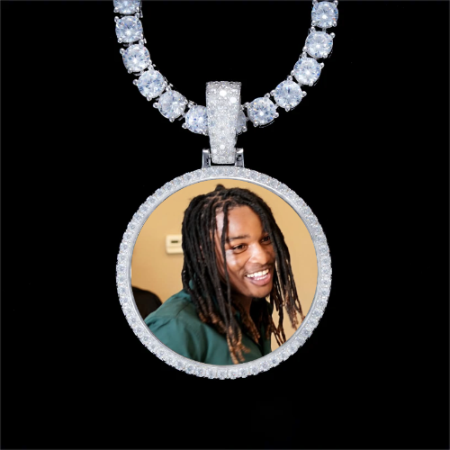 925S & VVS Moissanite 3D Circle Custom Picture Pendant
