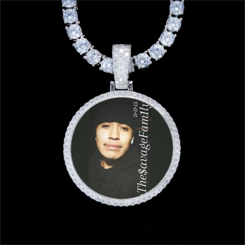 925S & VVS Moissanite 3D Circle Custom Picture Pendant