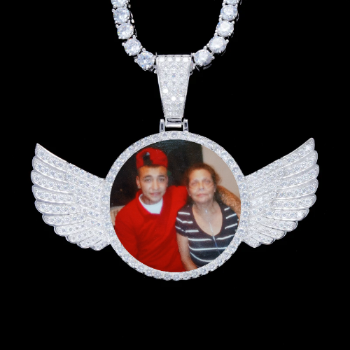 925S & VVS Moissanite 3D Wing Custom Picture Pendant