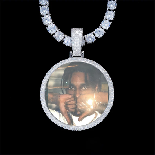 925S & VVS Moissanite 3D Circle Custom Picture Pendant
