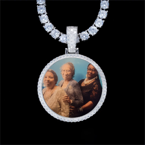 925S & VVS Moissanite 3D Circle Custom Picture Pendant