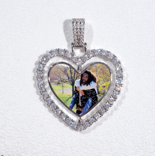 3D Spinning 2-Faced Heart Custom Picture Pendant