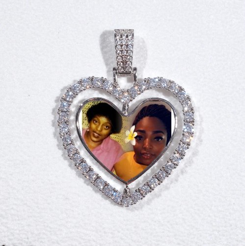 3D Spinning 2-Faced Heart Custom Picture Pendant