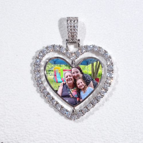 3D Spinning 2-Faced Heart Custom Picture Pendant